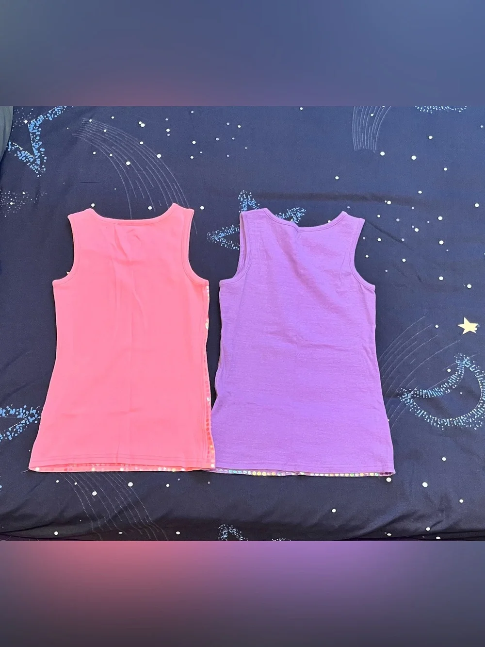 Girls Sz 8 Bundke of 2 Justice Sequin Tank Tops Pink and Purple